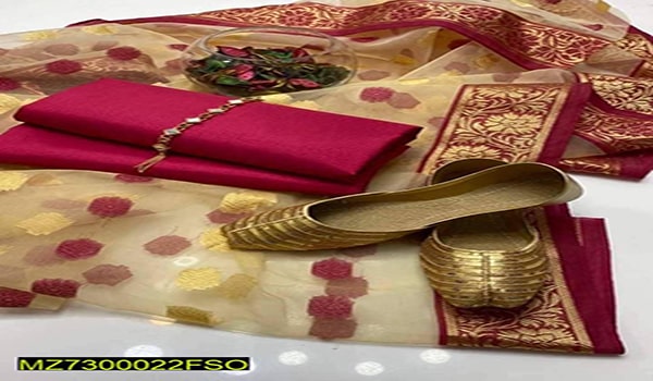 Kataan Silk With Organza Dupatta with Gifted Khus 